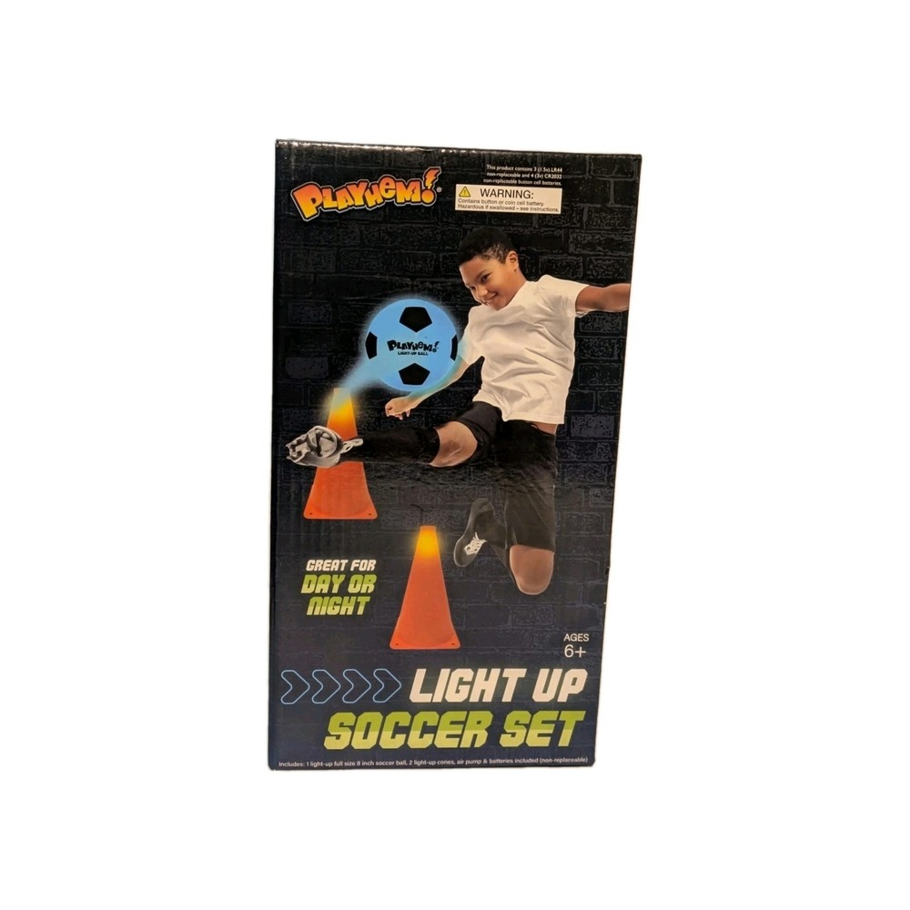 PlayHem!‎ Light Up Soccer Set Includes 8" Ball 2 Cones Air Pump #1256